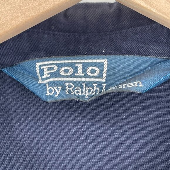 Vintage Polo Ralph Lauren Bomber Jacket Full Zip Up Front Coat Large Blue - Picture 6 of 8